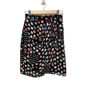 Vintage Scaasi Womens 6 Knee Length Skirt 100% Silk Colorful Retro Polka Dot Mod
